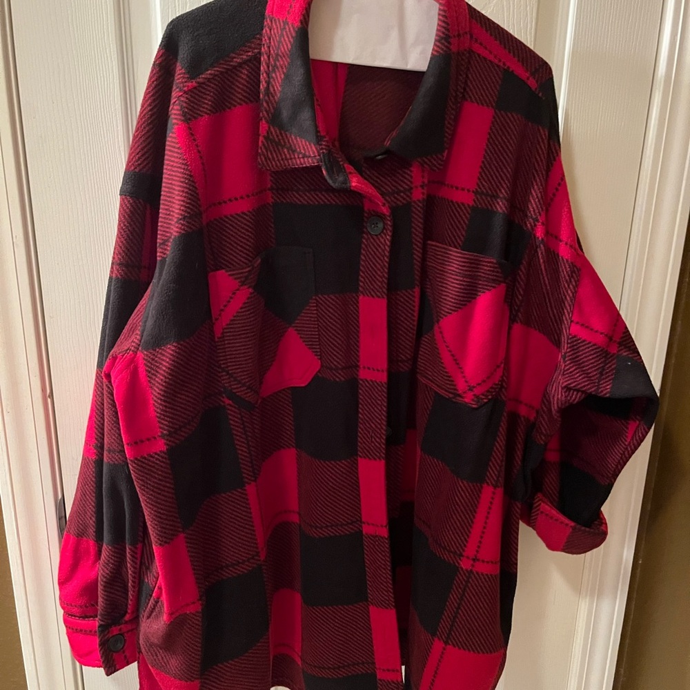 Maurices Red and Black Plaid Flannel Shirt